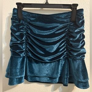 Wild Fable Shimmering Teal Velvet Mini Skirt